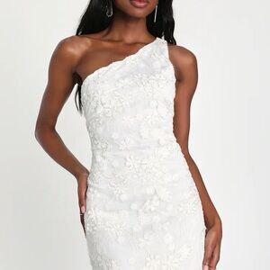 Lulus Elegant White One-Shoulder Dress